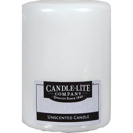 CANDLE-LITE Candle Lite White No Scent Pillar Candle 4 in. H 1593595
